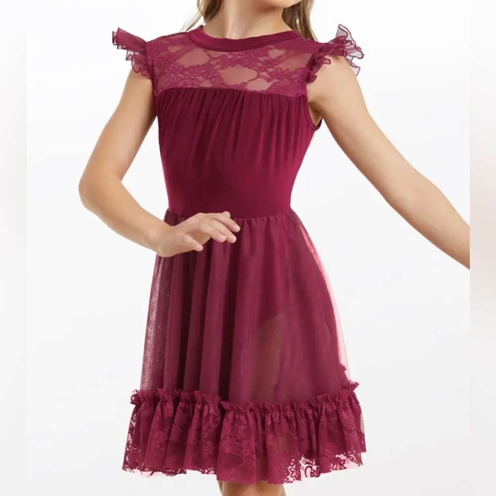 Weissman Pink/Red Ruffle Dress Dance Costume